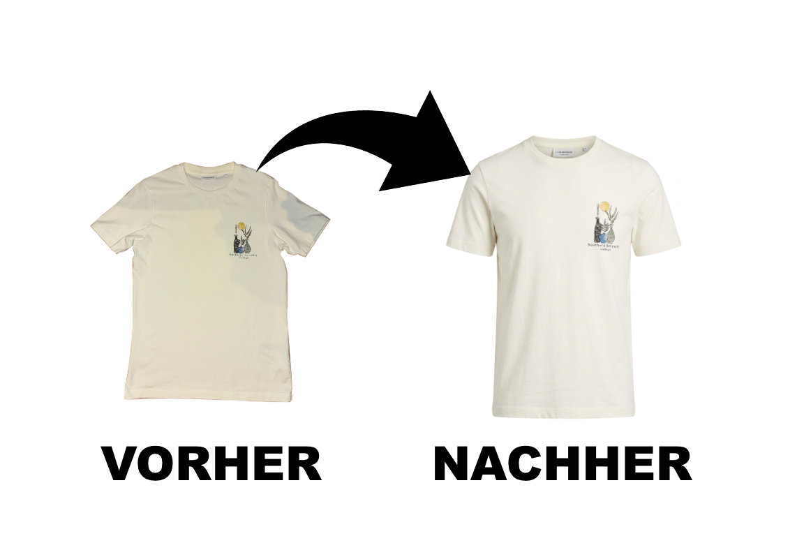 Titelbild mit Vorher - Nachher Vergleich eines T-Shirts